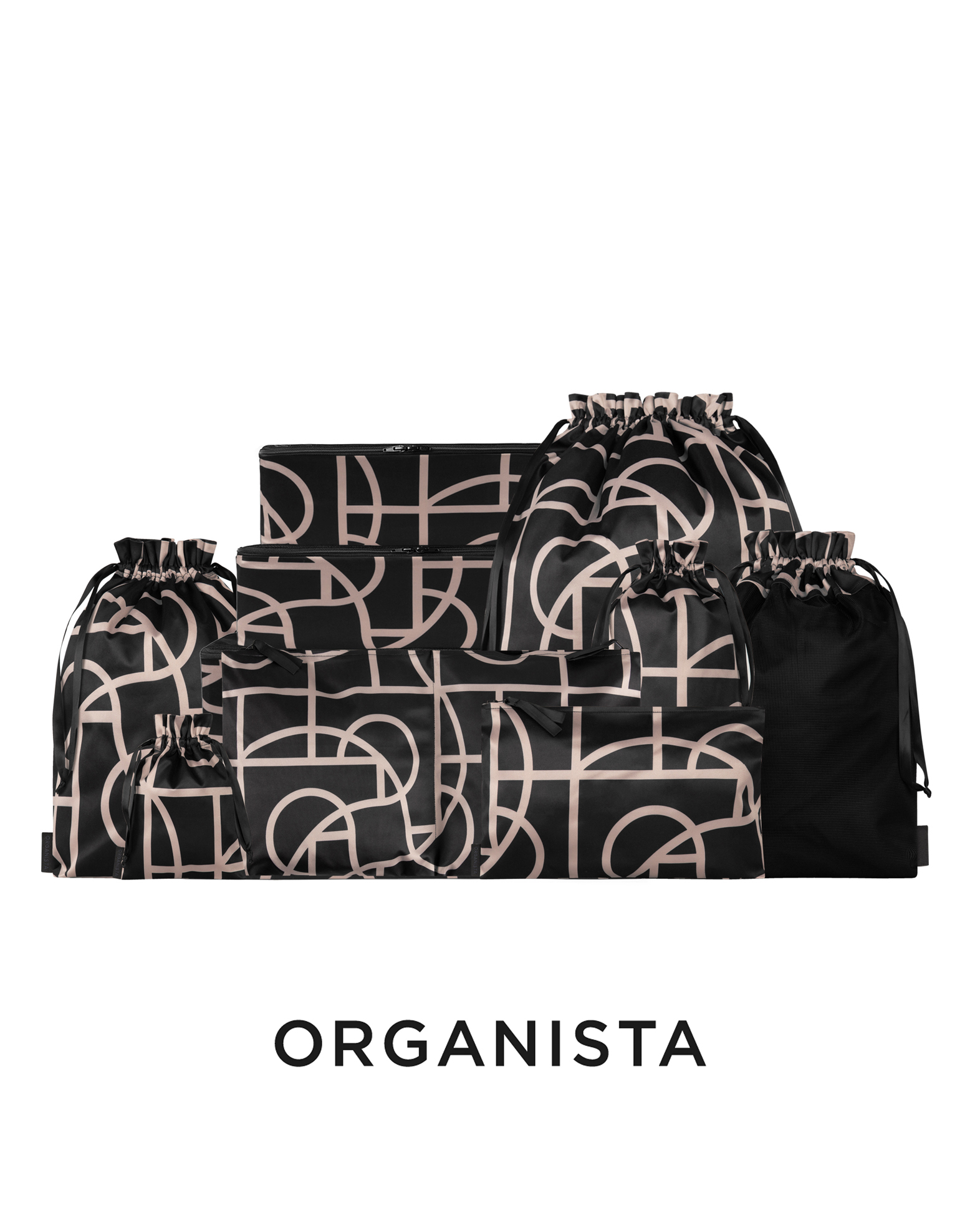 produktfoto förvaringspåsar set organista packshot vit bakgrund